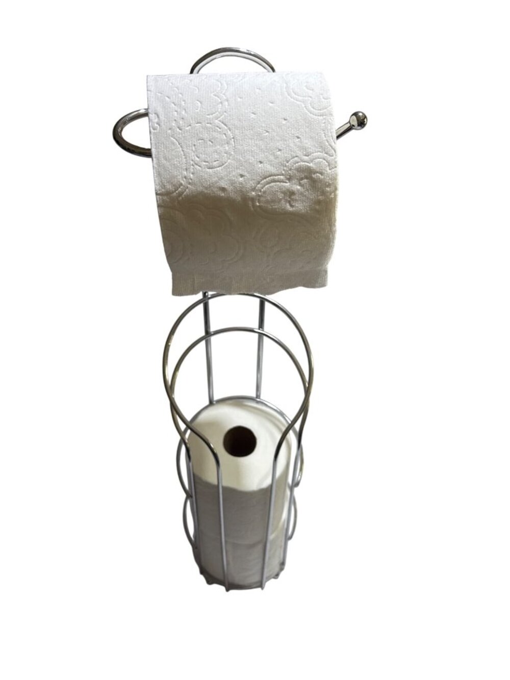 Freestanding Toilet Paper Holder Dispenser Chrome Finish Holds Extra Rolls Metal